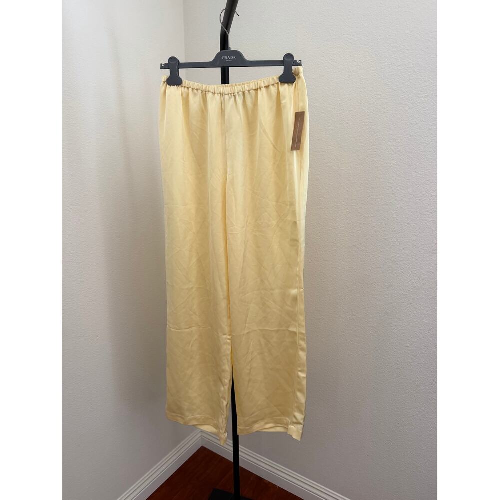 New $122 Caara Ivanna butter yellow satin pants sz M - Picture 5 of 7